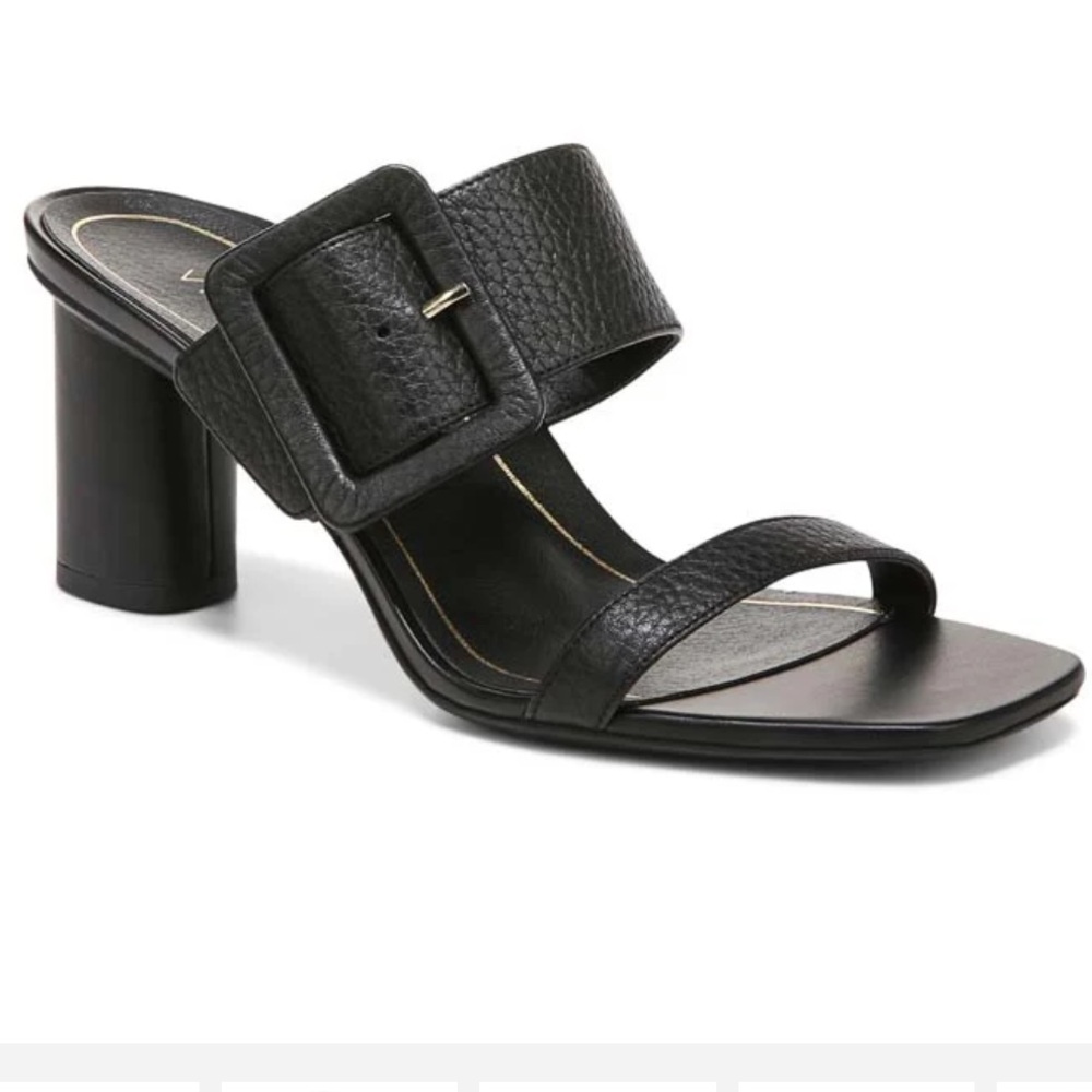 NWT Womens Vionic Brookell Sandals Rounded Pebbled Leather in Black SZ 11
